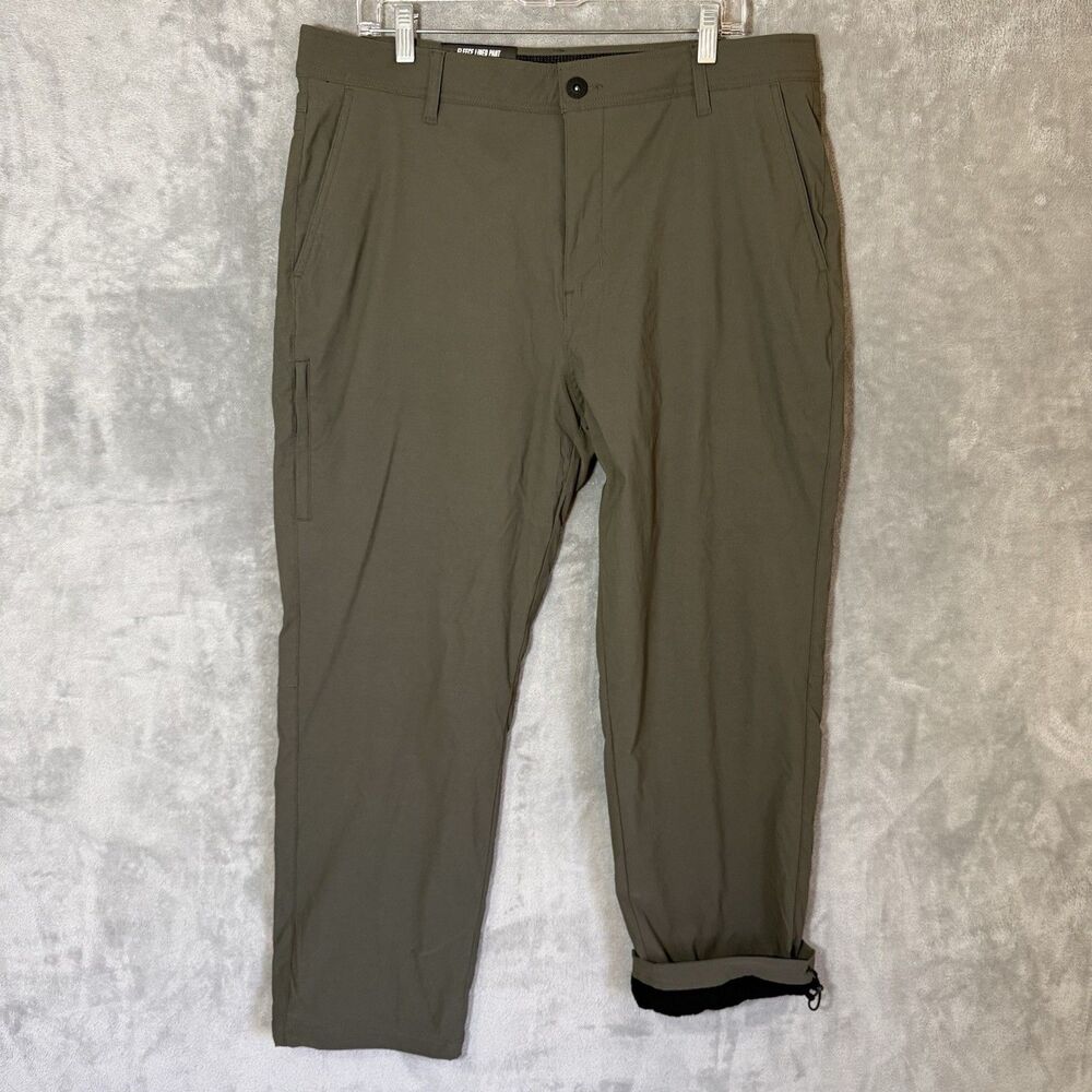 NWT Gerry Fleece Lined Pants 36x27 Green Stretch Water Repellent Hiking Cargo